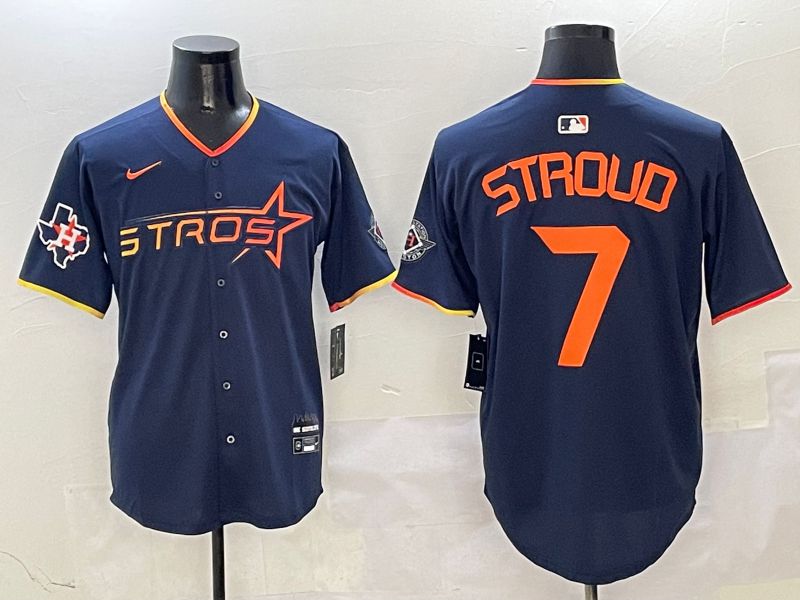 Men Houston Astros #7 Stroud Blue three generations Joint Name Nike 2025 MLB Jersey style 9